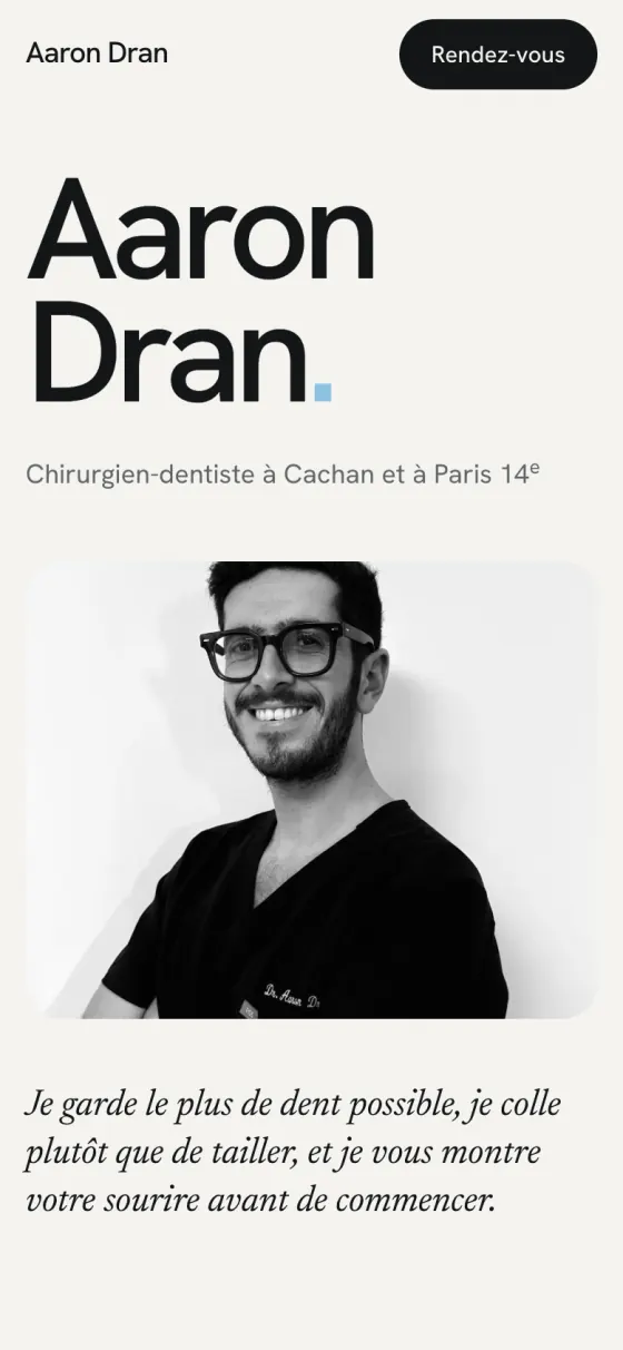 Le site Dr Aaron Dran sur téléphone