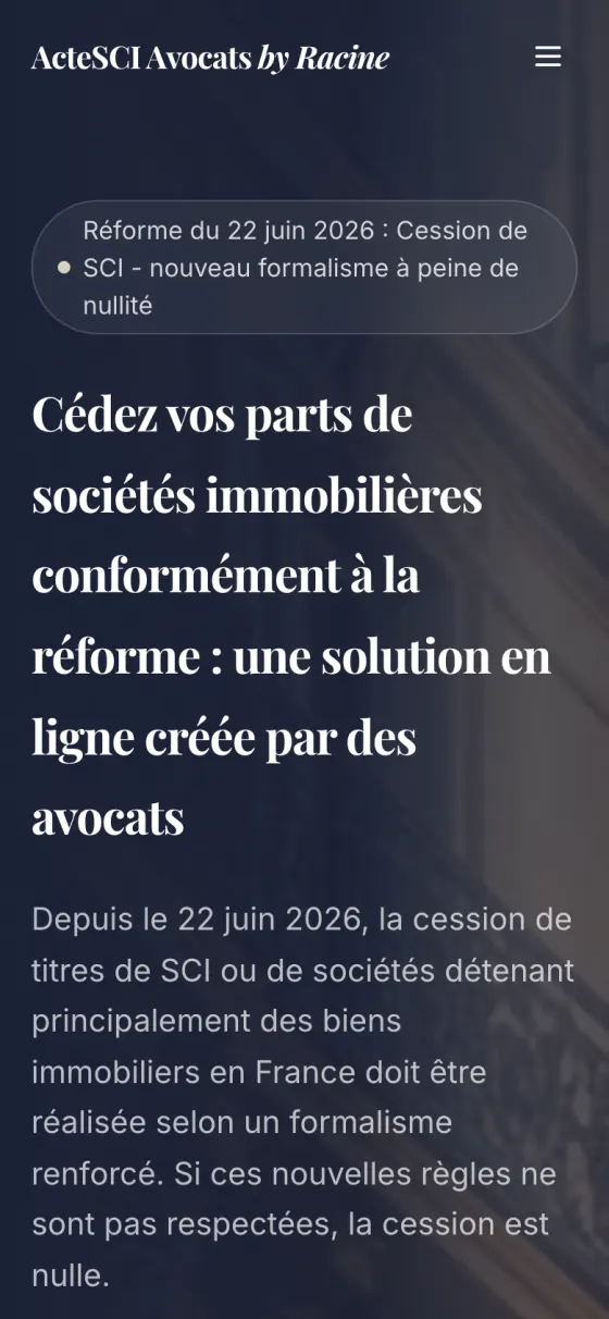 Le site ActeSCI sur téléphone