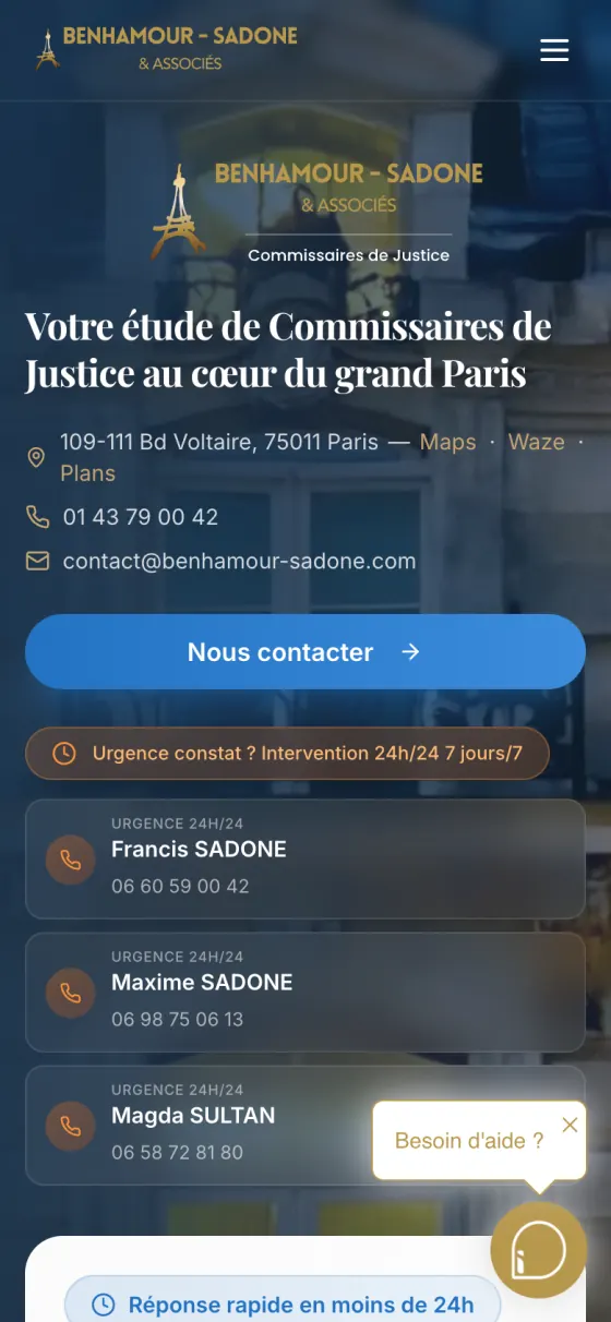 Le site Benhamour-Sadone sur téléphone