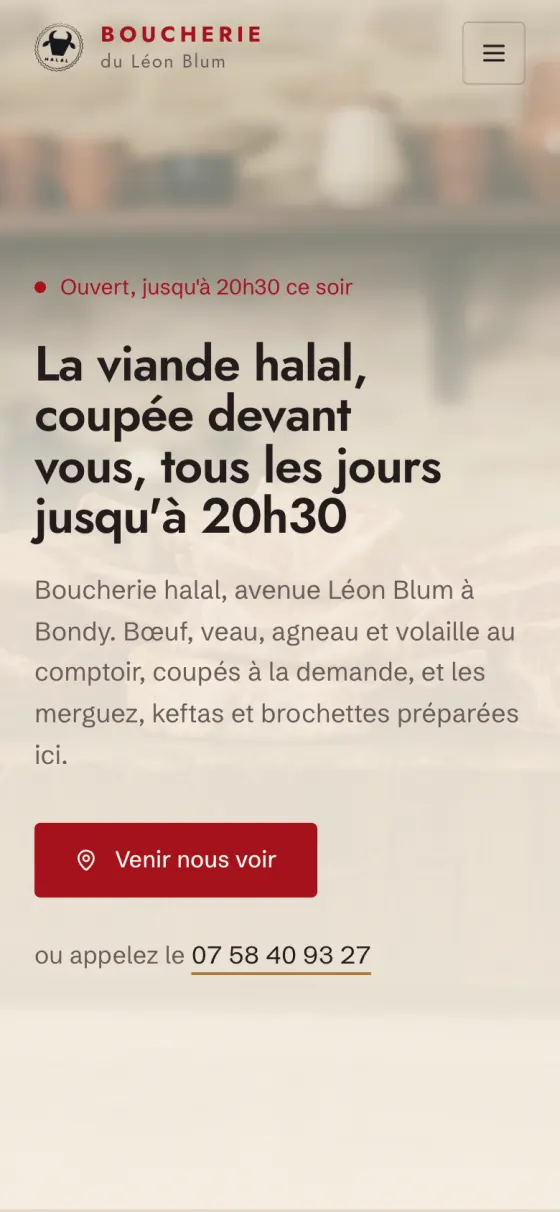 Le site Boucherie Léon Blum sur téléphone