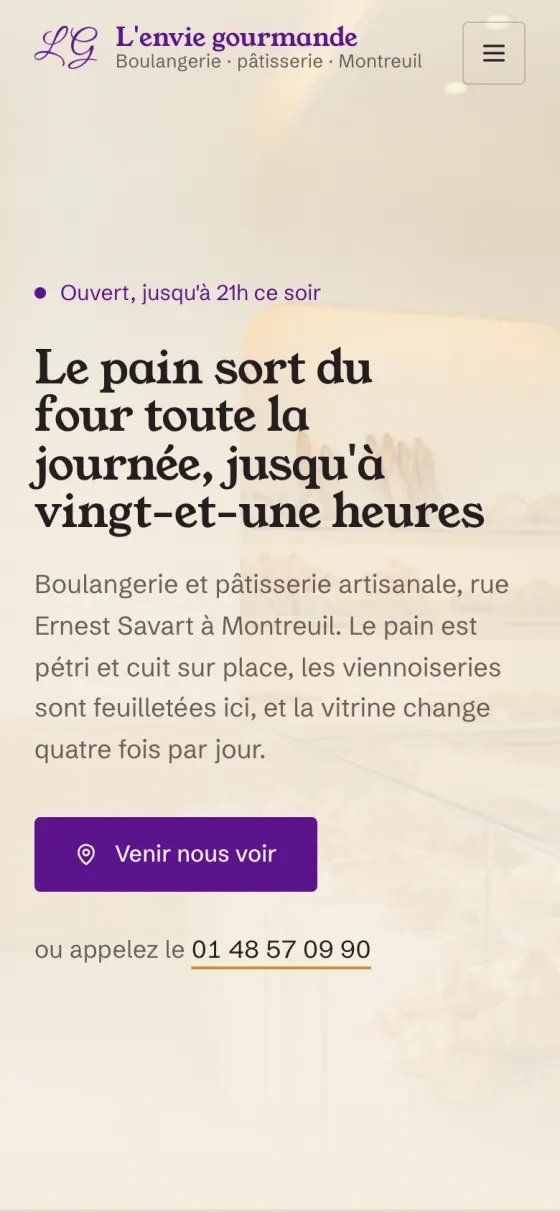 Le site L'envie gourmande sur téléphone