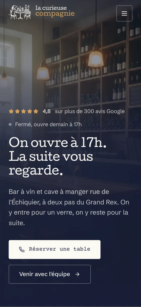Le site La Curieuse Compagnie sur téléphone