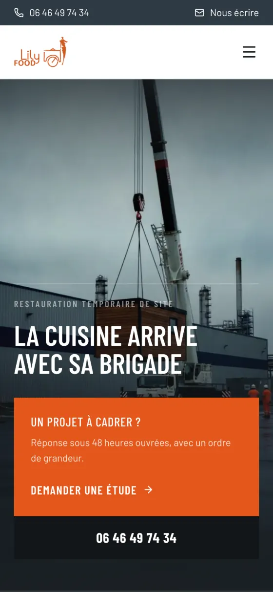 Le site Lily Food sur téléphone