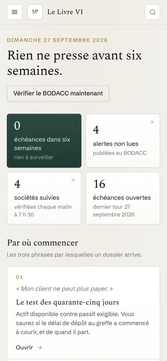 Le site Le Livre VI sur téléphone