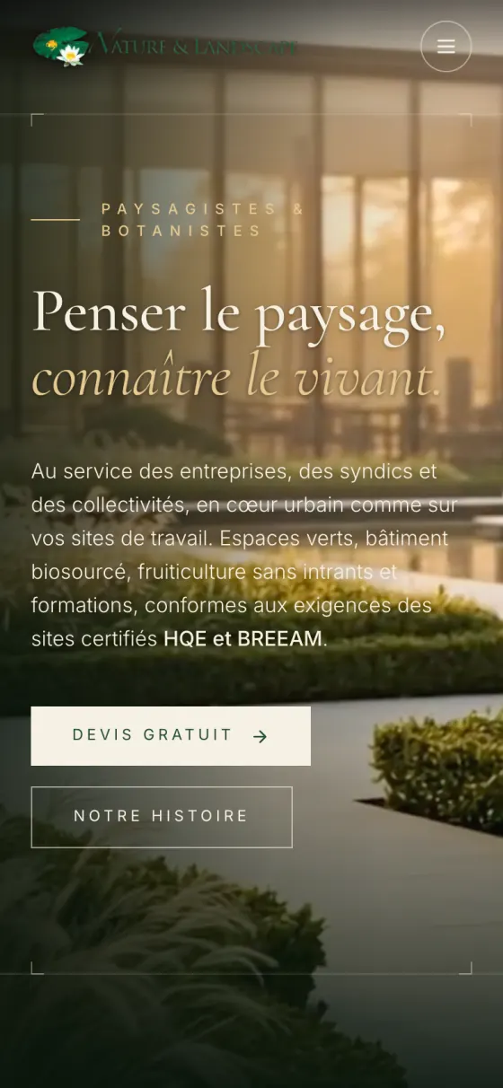 Le site Nature & Landscape sur téléphone