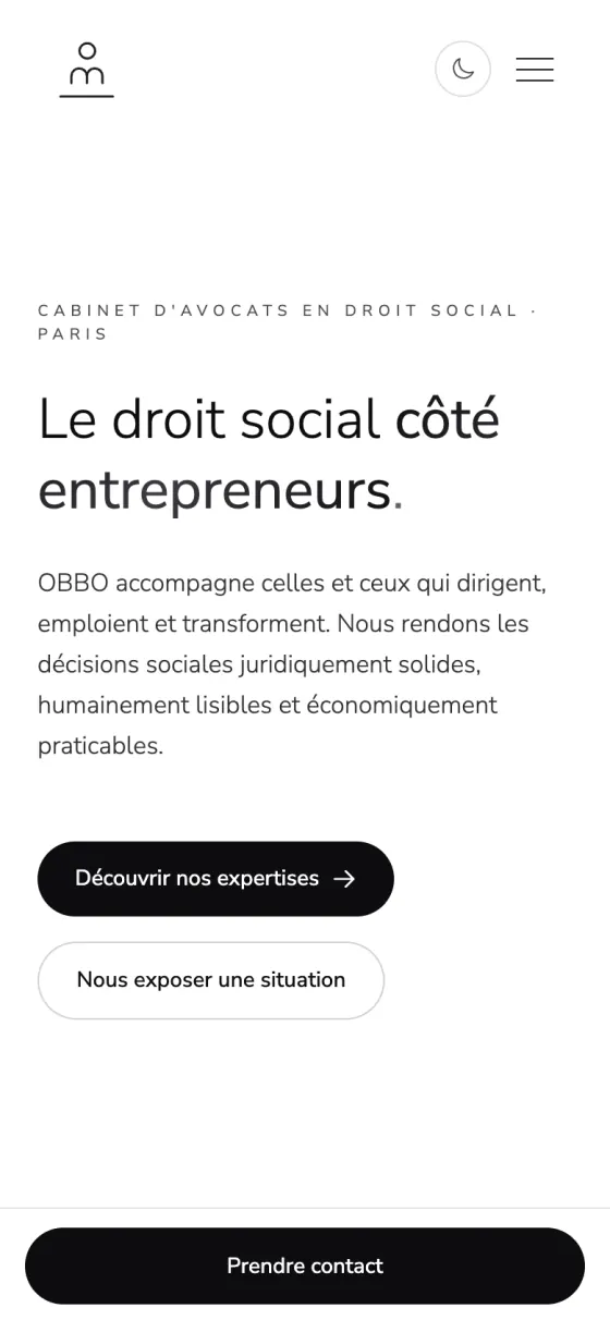 Le site OBBO Avocats sur téléphone