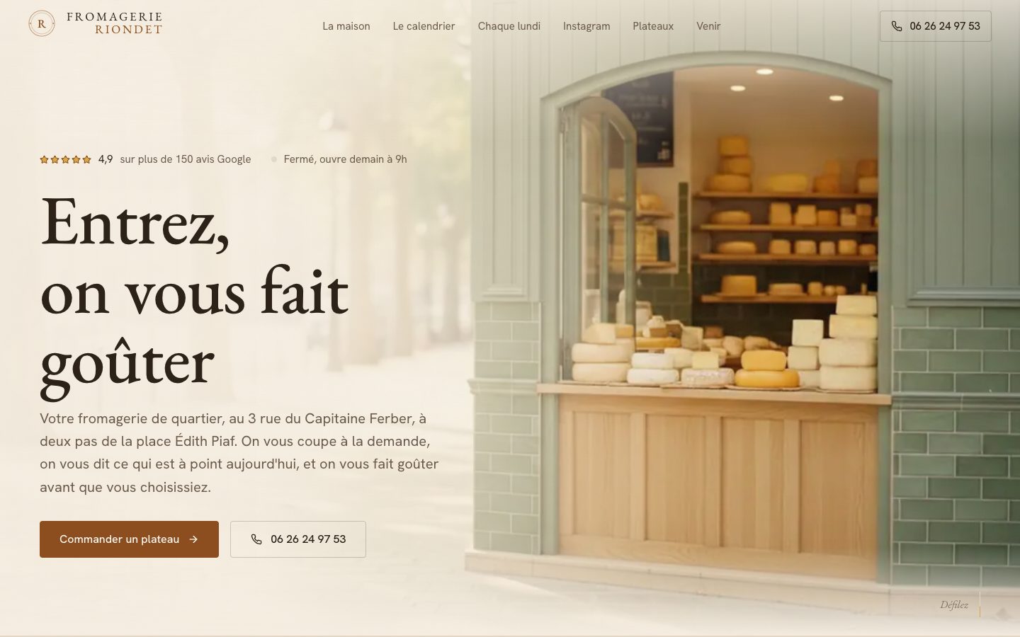 Fromagerie Riondet - Aperçu du site